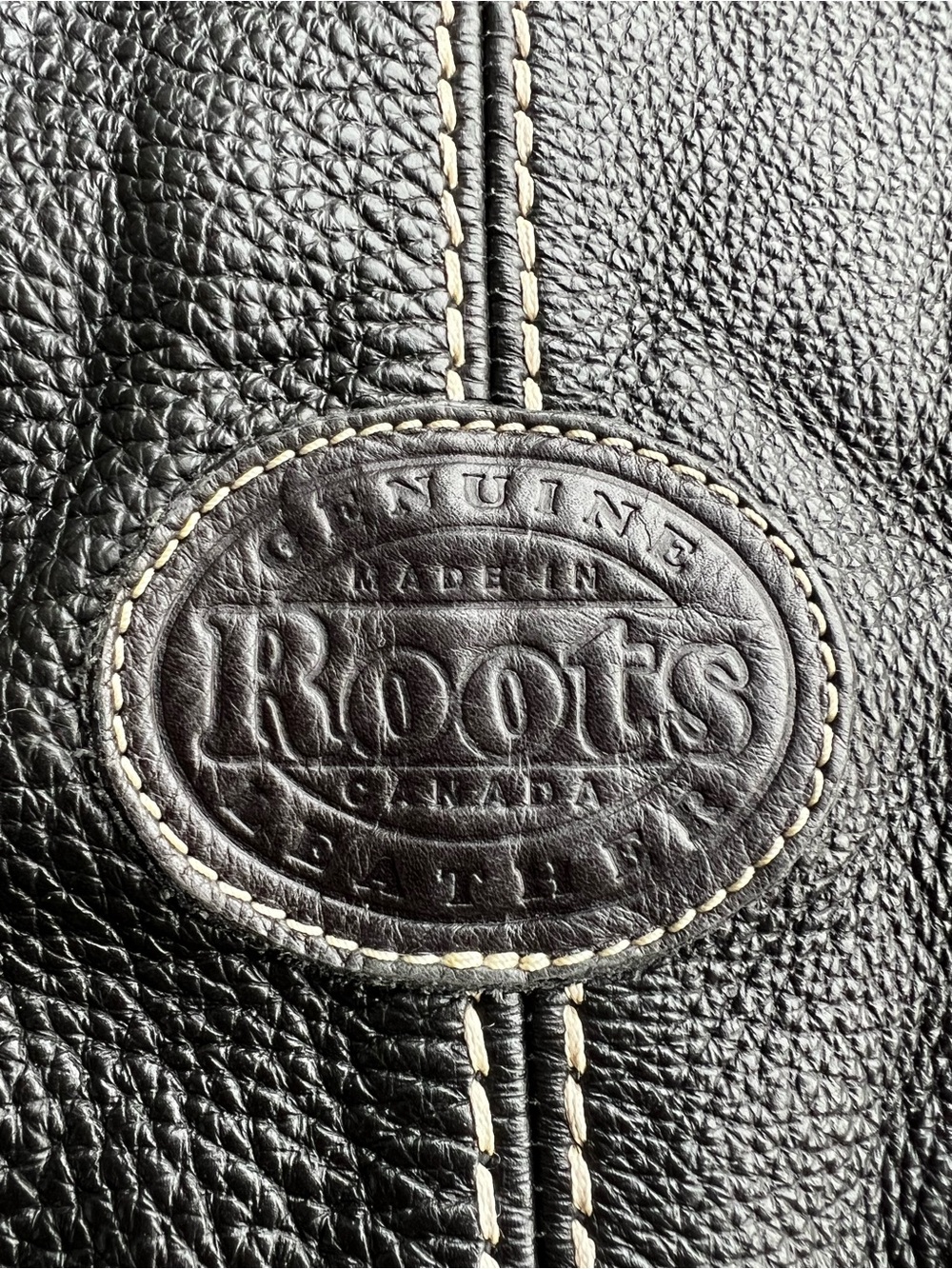 Roots Dark Brown Leather Duffel Bag with Canvas Handles - Picture 7 of 10